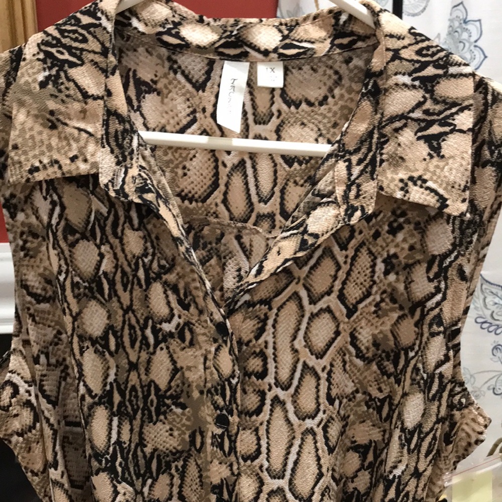 Snake Skin Print Belted Dress with Collar